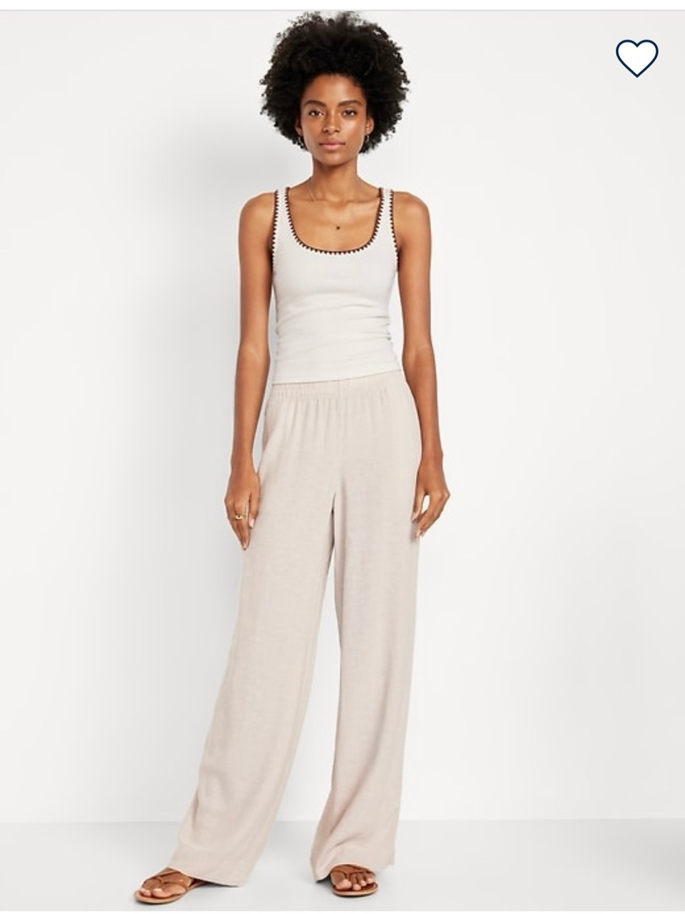 Old Navy Beige high waisted linen wide leg pants